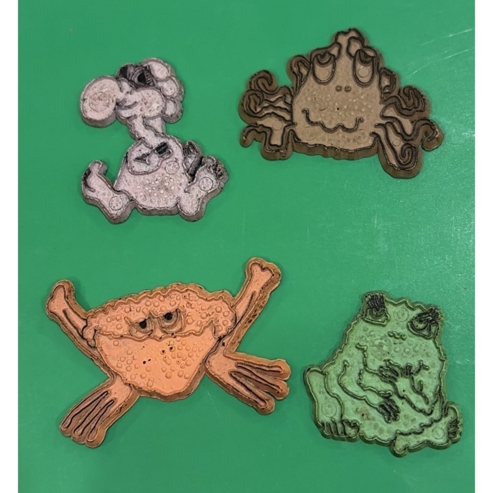 Vintage 1970s Ralston Freakies‎ Cereal Rubber Fridge Magnets Set of 4
